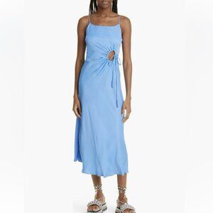 Farm Rio Light Blue Circle Cutout Midi Dress Women’s Size Large Sleeveless